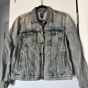 Gap Women's Light Blue Acid Wash Denim Jacket L